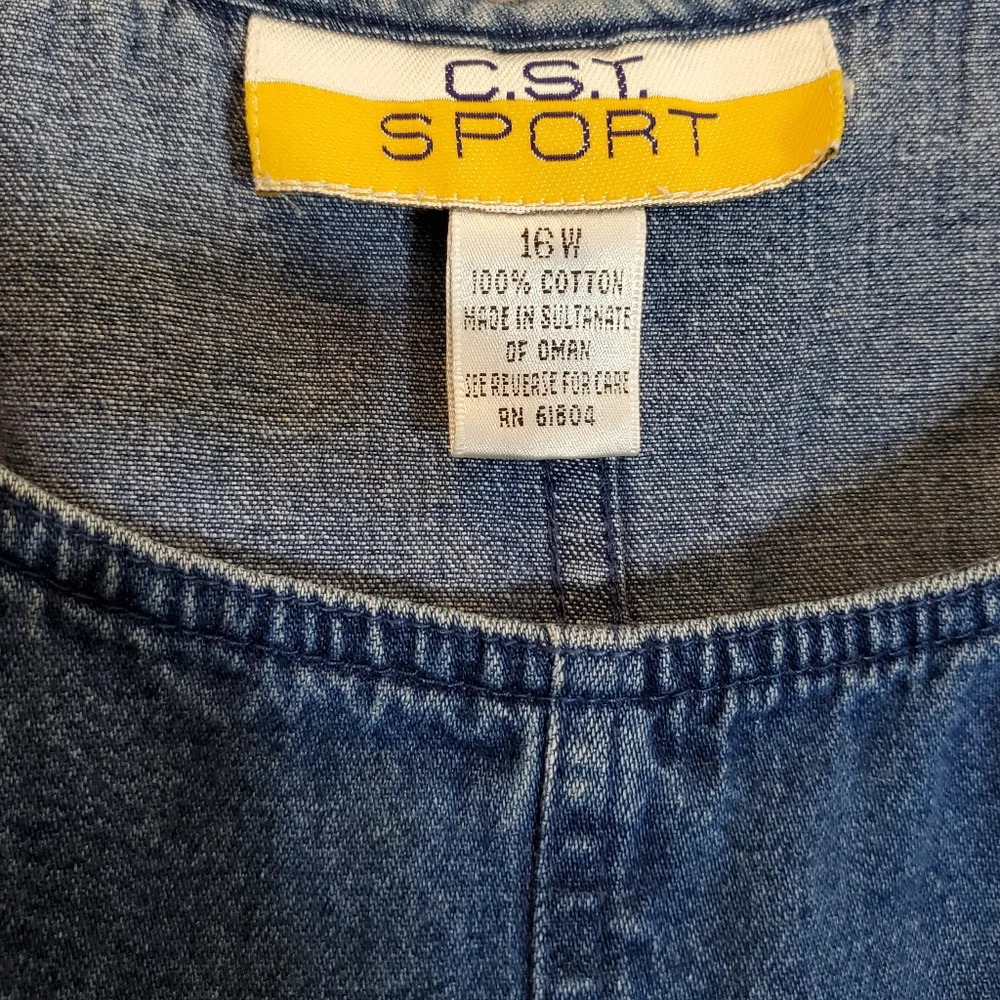 C.S.T. Sport 16W Blue Denim U-necked Pullover Dress w/ 2 Pockets - Picture 3 of 3